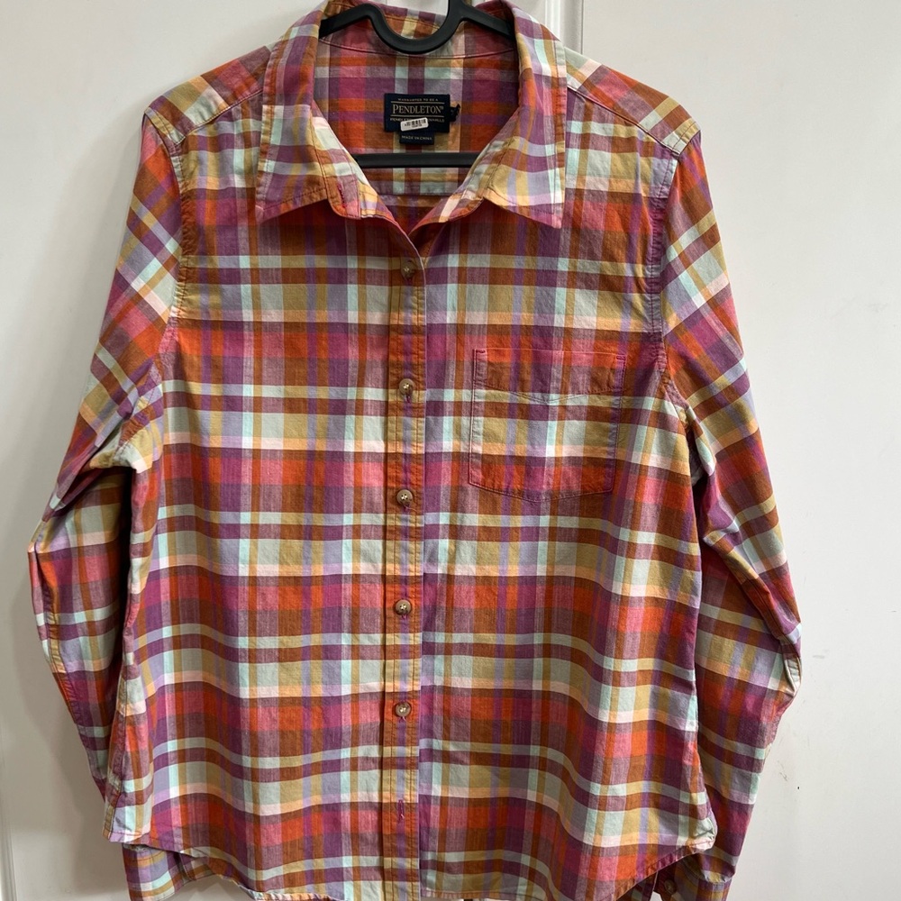 Pendleton women plaid button up shirt size L petite - Picture 6 of 9
